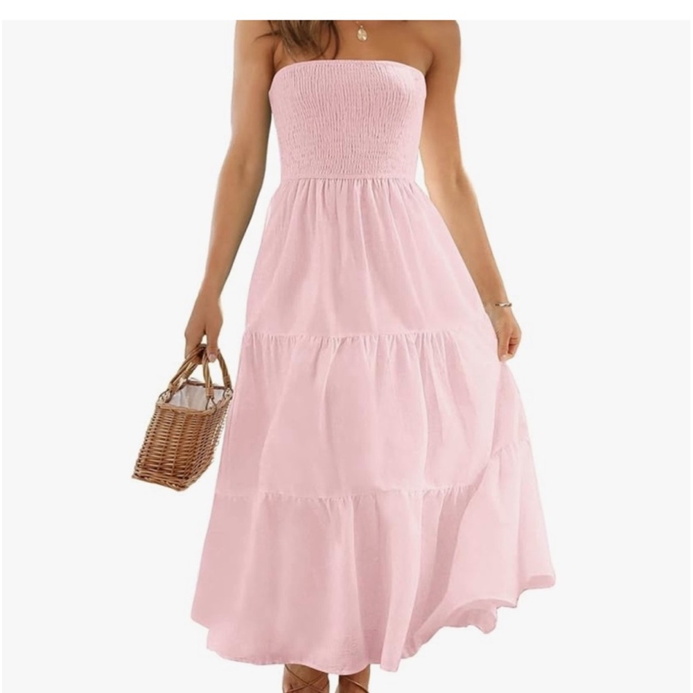 LILLUSORY Smocked strapless dress
